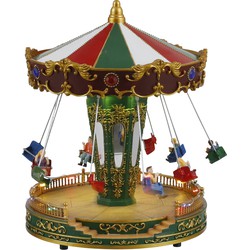 LuVille Kerstdorp Miniatuur Kermisattractie Zweefmolen - H27 x Ø21 cm