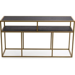 Stalux Side-table 'Teun' 150cm, kleur goud / zwart eiken