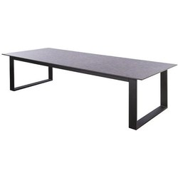 Teeburu low dining table 240x100x70cm. alu black/concrete - Yoi