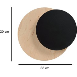 Kalmar wandlamp hout met zwarte cirkel 1x G9