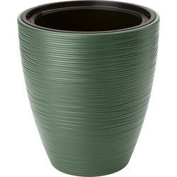 Form Plastic Plantenpot/bloempot Gobi - kunststof - groen - D40 x H32 cm - met binnenpot - Plantenpotten