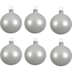 Decoris Kerstballen set - 6x stuks - wit - glas - 6 cm - mat - Kerstbal