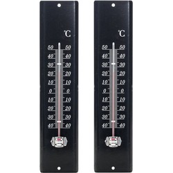 Lifetime Garden - thermometer - 2x stuks - zwart -binnen/buiten - Buitenthermometers
