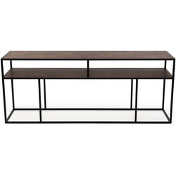 Stalux Side-table 'Teun' 200cm, kleur zwart / lederlook bruin