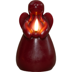 Kaars engel wax led 3d vlam op batterij met timer d8.5h14.5 cm bordeaux