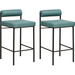 AMAYA - Barkruk set van 2 - Blauwgroen - Polyester