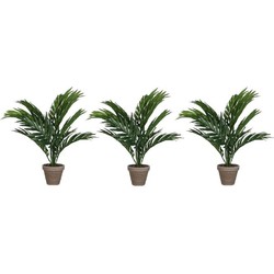 3x Groene Areca palm kunstplant in pot 40 cm woonaccessoires/woondecoraties - Kunstplanten