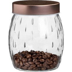 Urban Living Voorraadpot/bewaarpot Beau - 2L - glas - koperen deksel - D13 x H22 cm - Voorraadpot