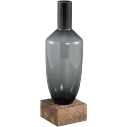 PTMD Andro Vaas - H37,5 x Ø12 cm - Glas/hout - Zwart/bruin