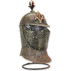 AN IRON GREAT HELM ON STAND (RX-369)