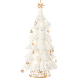 J-line - Kerstboom Led Ornamenten Resine Wit/goud Small - 24.5x24.5x51.5cm