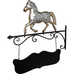 Clayre & Eef Uithangbord Paard Grijs Metaal
