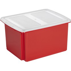 Sunware opslagbox kunststof 32 liter rood 45 x 36 x 24 cm met deksel - Opbergbox