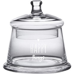 Clayre & Eef Voorraadpot Deksel  Ø 12x13 cm Glas Rond Hart Happy things Voorraadbus