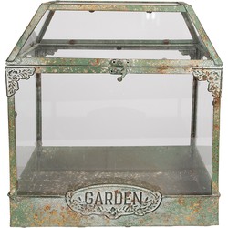 Clayre & Eef Decoratie Kweekkastje  33x21x36 cm Groen Metaal Glas GARDEN Kweekbak