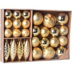 Kerstboomversiering set met 31 kerstornamenten goud van kunststof - Kerstbal