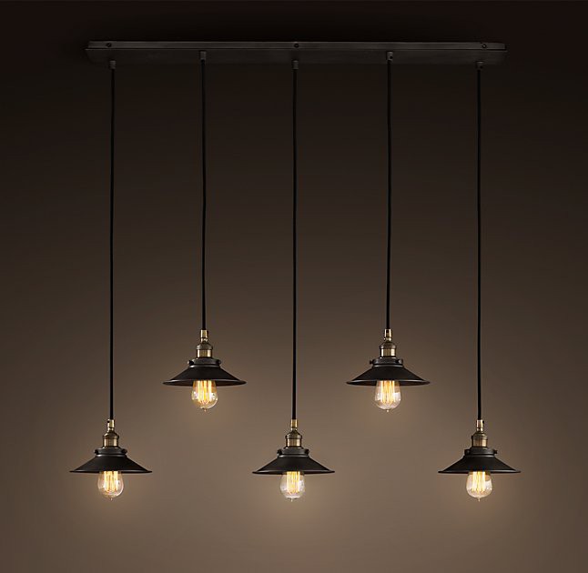 Groenovatie Industrieel Design Hanglamp 5 Kappen Zwart - 