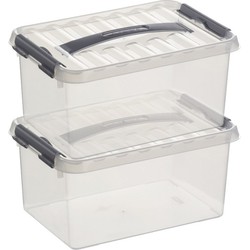 Sunware opbergbox - 2x - transparant - 6L - 30 x 20 x 14 cm - Opbergbox