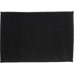 MSV Badkamerkleed/badmat voor op de vloer - zwart - 40 x 60 cm - Microvezel - Badmatjes