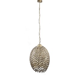PTMD Katie Gold metal hanging lamp with leaves L