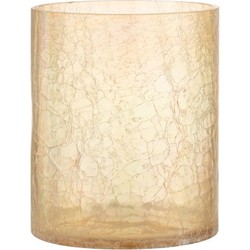  J-Line Theelichthouder Glas Crackle Transparant Amber - Large