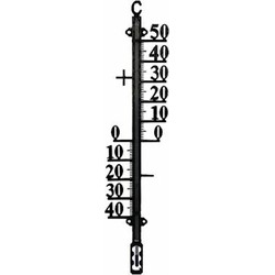 Buitenthermometer - metaal - 38 cm - zwart - Buitenthermometers