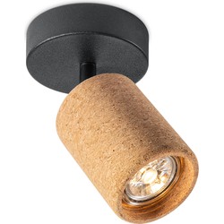 Home sweet home LED opbouwspot Cork - zwart / kurk