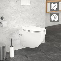 Keramisch wandcloset, 49 cm lang, randloos met bidet, nano-afdichting & soft-close Luxebath