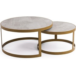 Stalux Salontafelset 'Saar' rond 80 en 60cm, kleur goud / beton