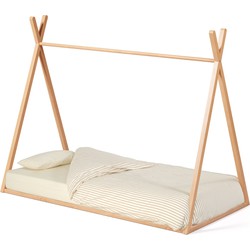 Kave Home - Maralis tipi bed van massief beukenhout met natuurlijke afwerking, voor matrassen van 90 x