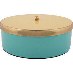 Present Time - Opbergbox Double Funky Large - Turquoise blue & soft yellow