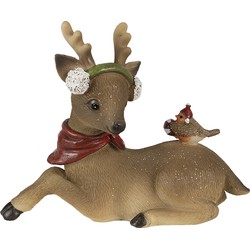 Clayre & Eef Beeld Hert 17x7x13 cm Bruin Polyresin Kerstdecoratie