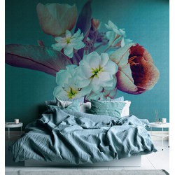 One Wall one Role fotobehang bloemmotief blauw, lila paars en wit - 371 x 280 cm - AS-382691