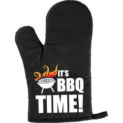 Vaderdag cadeau barbecue handschoen BBQ time zwart - Ovenwanten