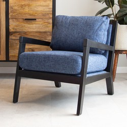 Industriële fauteuil Morris stof blauw
