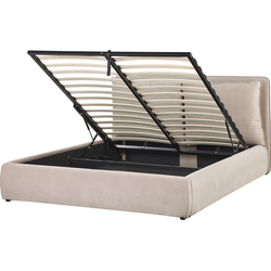 Beliani BAJONNA - Tweepersoonsbed-Beige-Fluweel