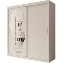Meubella - Kledingkast Ulysses - Wit - 180 cm - Met spiegel