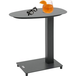 HESPERIDE HIXA Bijzettafel - Buiten - Ovaal - Banktafel - Ligbedtafel - Laptoptafel - Tuintafel - Aluminium - Grijs