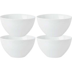 Kommetjes/serveer schaaltjes - 4x - Tokyo - porselein - D13 x H7.5 cm - ivoor wit - Stapelbaar - Kommetjes