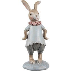 Clayre & Eef Decoratie Beeld Konijn 19 cm Beige Blauw Kunststof