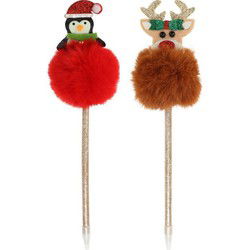 Pen With Xmas Design 25 cm 4ass