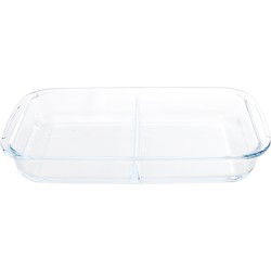 Ovenschaal 2-vaks - 3,2 liter 34 x 21 x 5 cm - rechthoekig - glas - Ovenschalen