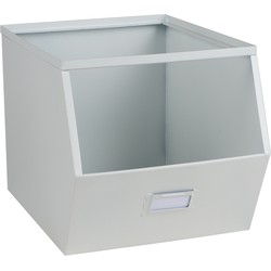 Urban Living Stapelbare opbergmand Open Metal Box - L23 x B32 x H21 cm - metaal - wit - Opbergmanden