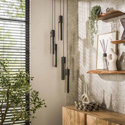 Hanglamp Zwart Metaal - 5-Lichts - 30x30x180cm