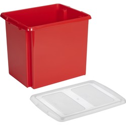 Sunware opslagbox kunststof 45 liter rood 45 x 36 x 36 cm met deksel - Opbergbox