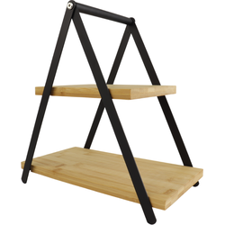 OTIX Serveertoren - Etagere - Metaal - Bamboe - 2 Laags - 28x15,6x29,3cm - Etagères