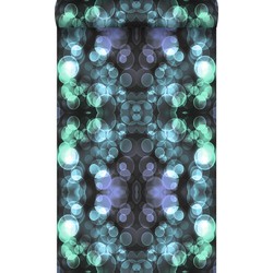 Origin Wallcoverings behang kaleidoskoop-motief licht azuurblauw en lila paars - 53 cm x 10,05 m - 337203