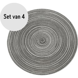 Krumble Placemat rond - Zilver/grijs - Set van 4