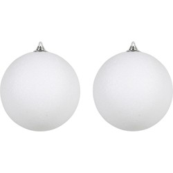 3x Witte grote decoratie kerstballen met glitter kunststof 25 cm - Kerstbal