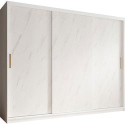 Meubella - Kledingkast Marmer - Wit - 250 cm